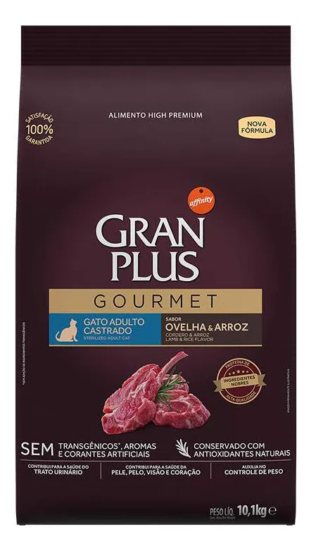 Melhor Ração para Gato Castrado: Como Escolher 8 D NQ NP 2X 682234 MLB109808123761 032026 F gran plus gourmet gatos adultos castrado ovelhaarroz 101kg