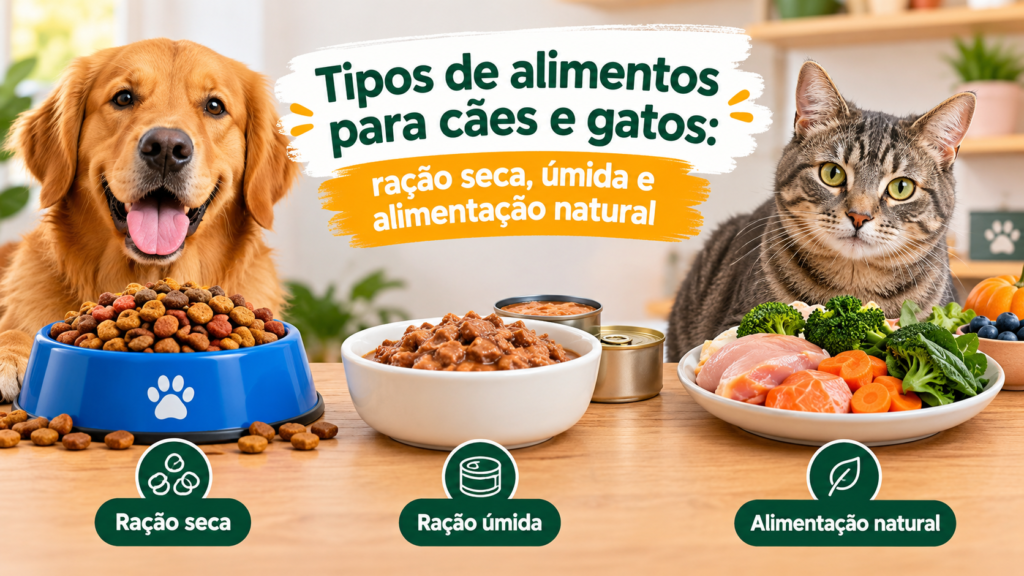 Tipos de alimentos para caes e gatos